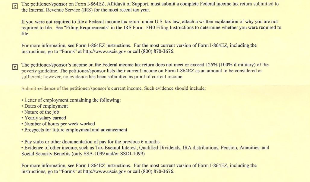 help 2 requests for evidence and i dont know what to do form i 864ez