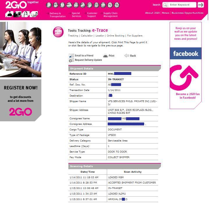 2GO ONLINE TRACKING - Philippines - VisaJourney