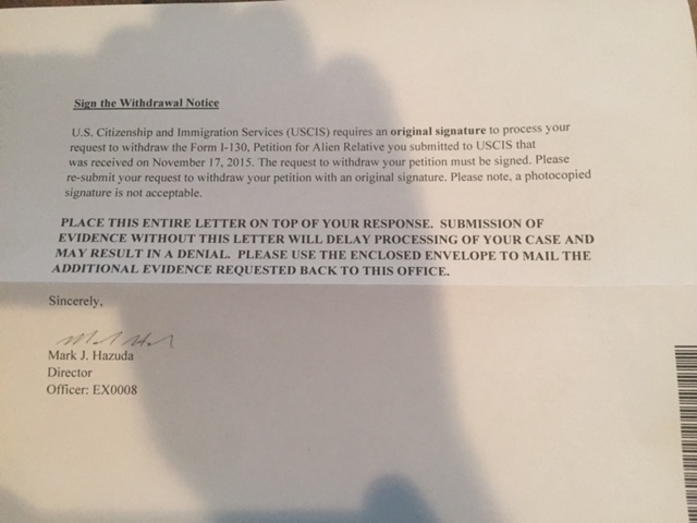 Uscis withdrawal sample letter to withdraw i 130 petition certify letter