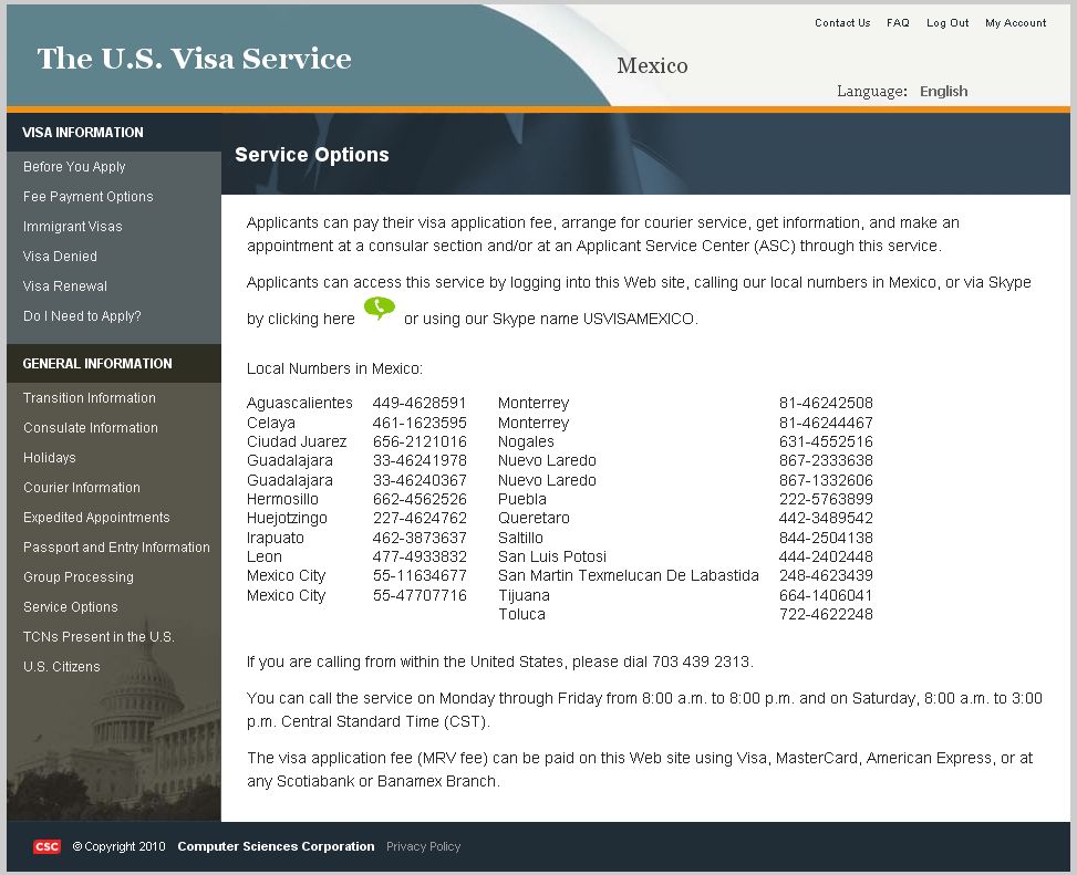 website application error on ds 260 form