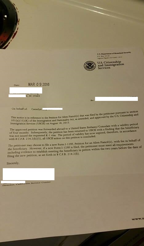 k1 visa application letter