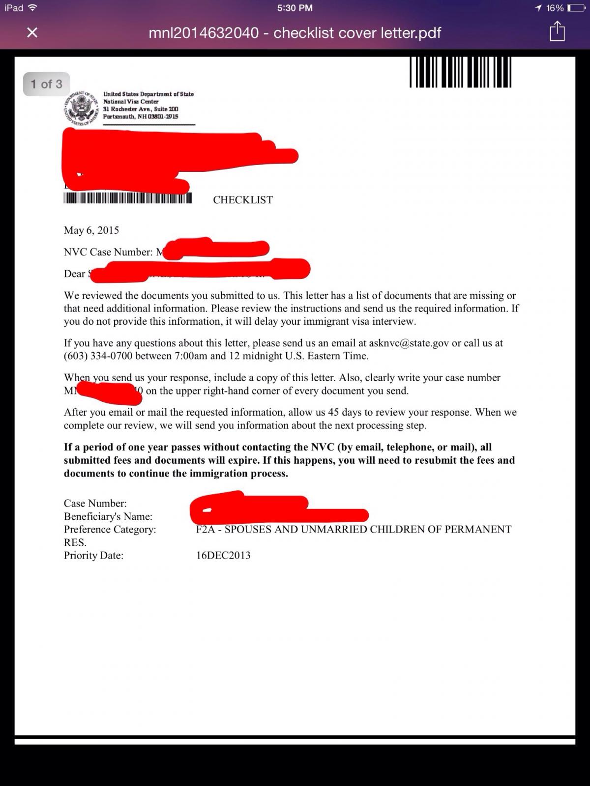 Got My CC Letter From NVC - Bringing Family Members of Got My CC Letter From NVC - Bringing Family Members of