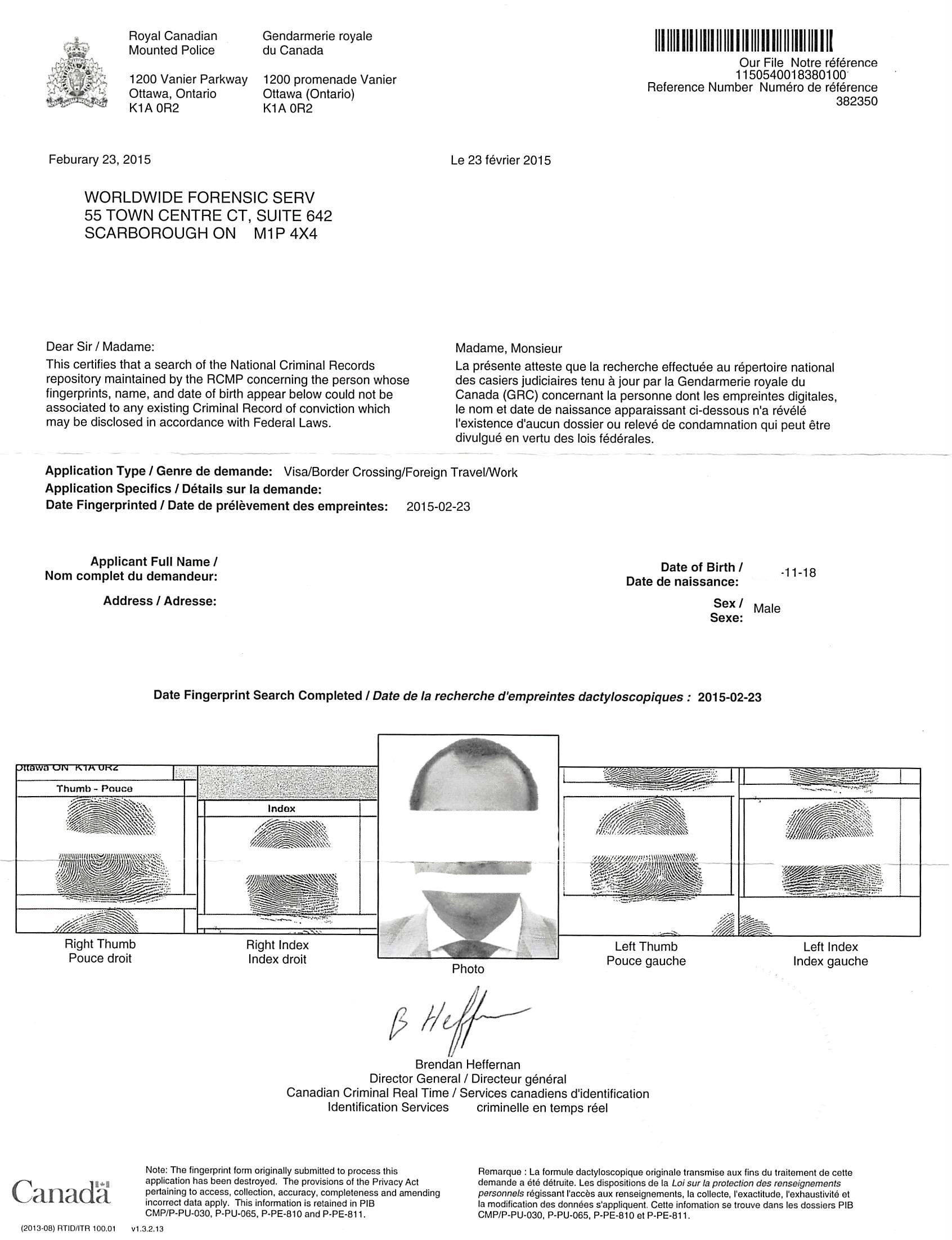 Commissionaires Emailed PDF Enough For Police Certificate Canada