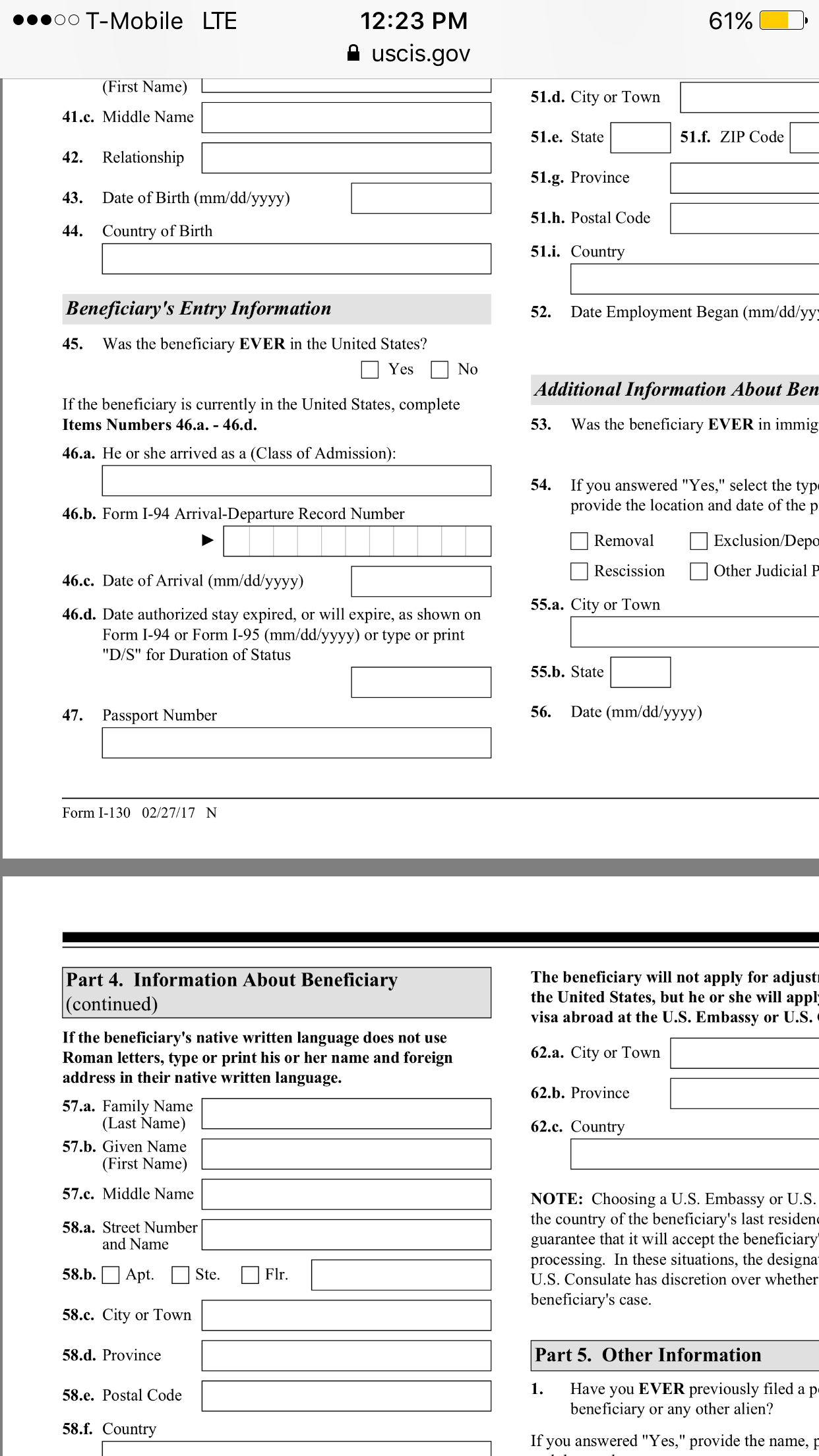 travel parole form