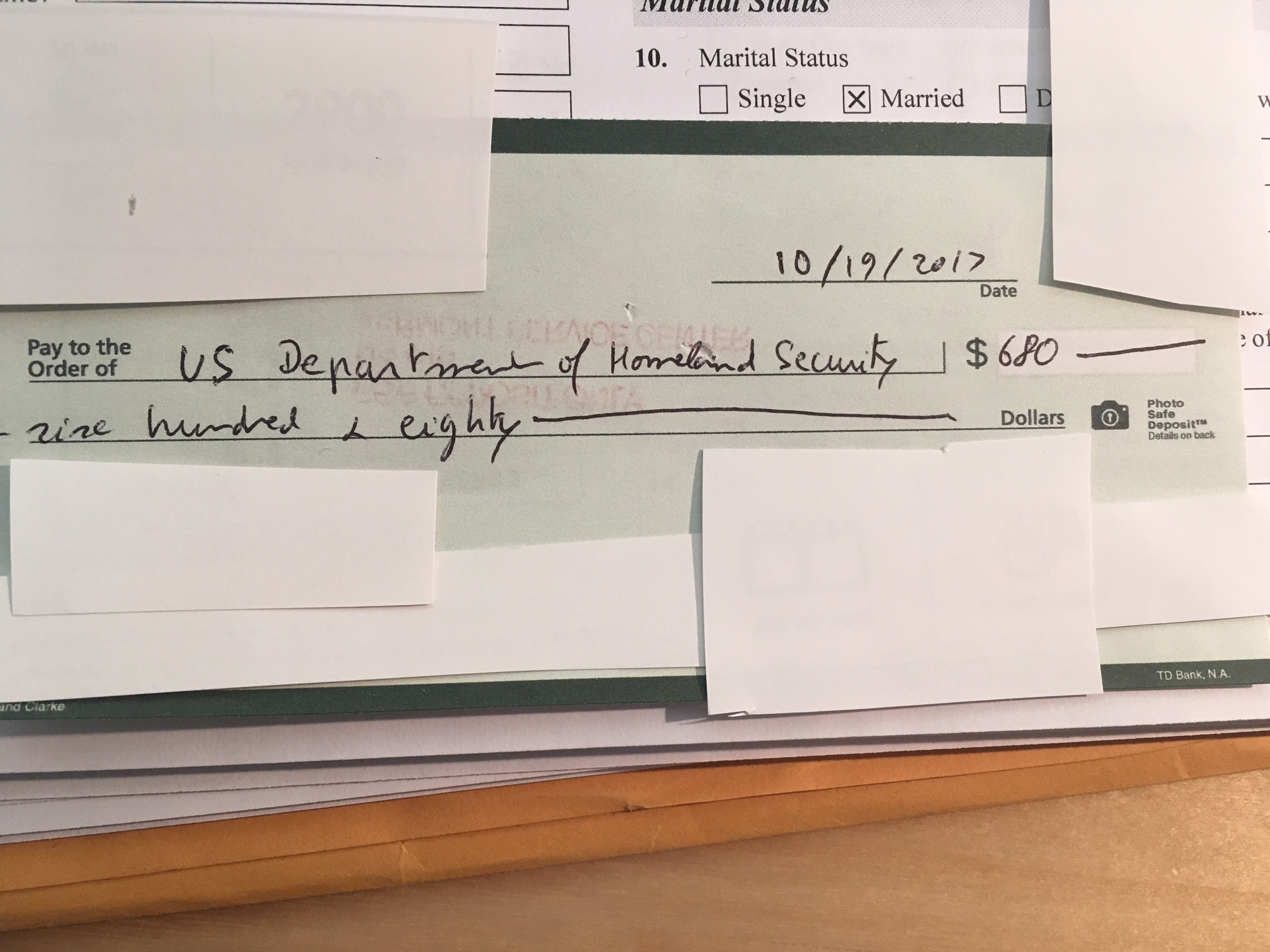 USCIS returned my check saying something was wrong - Removing