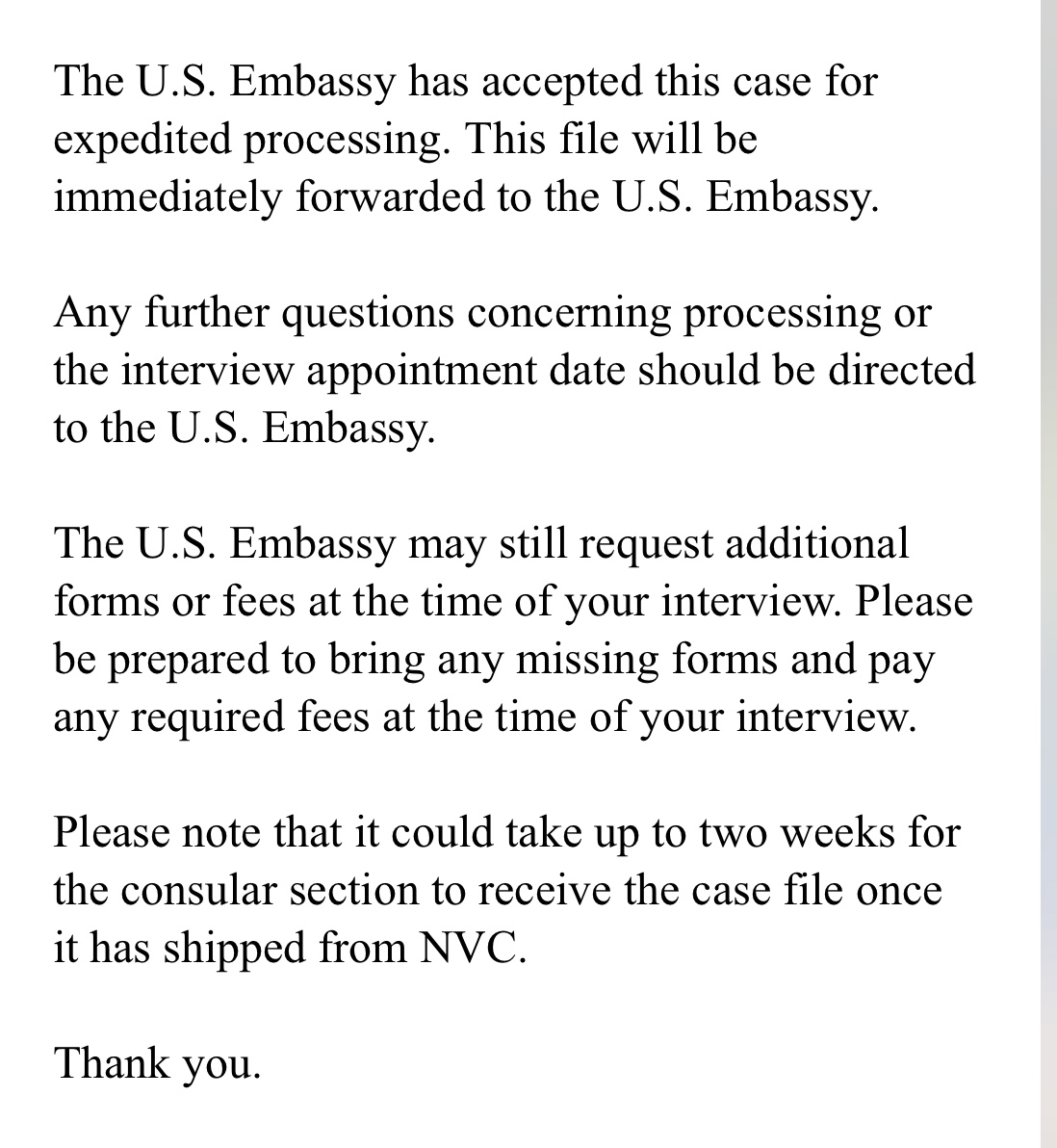 request to expedite visa application letter