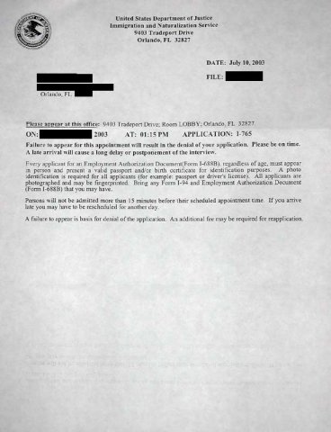 Employment Authorization Document (EAD)