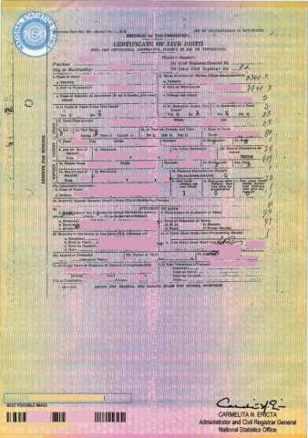 Philippines Normal NSO Birth Certificate