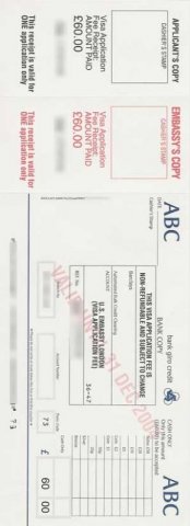 Packet 4 London Payment Slip