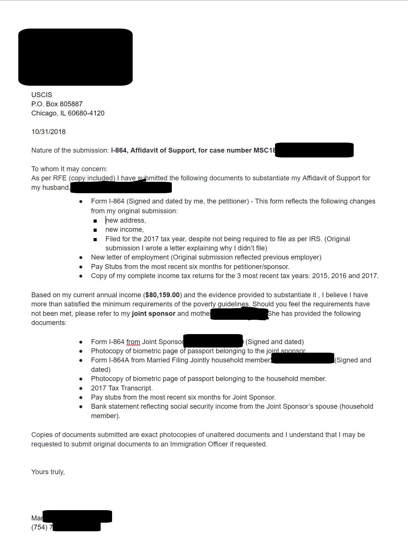 sample cover letter for rfe i 485