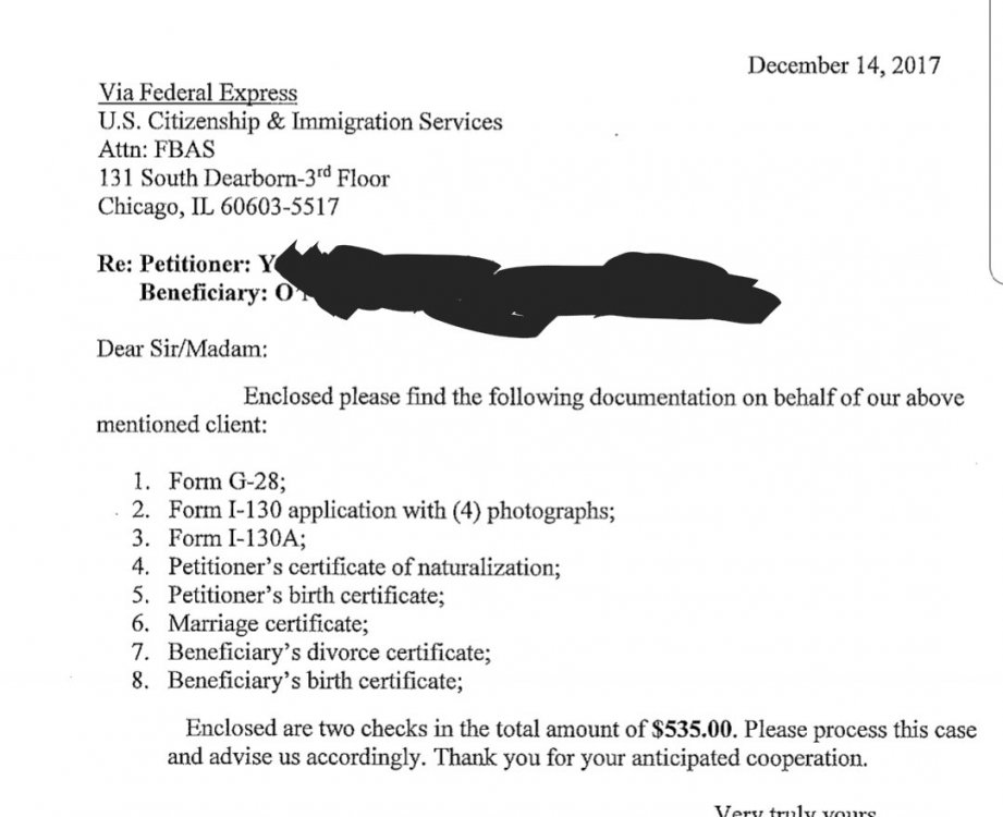 I-130 Cover Letter - IR-1 / CR-1 Spouse Visa Process & Procedures