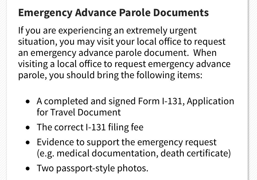 advance parole emergency travel
