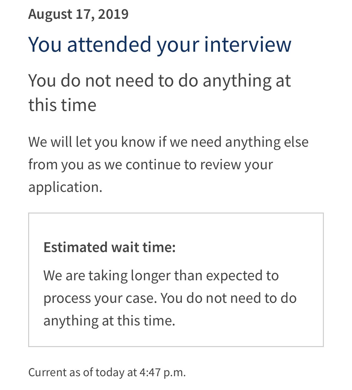 the stressful "Decision cannot yet be made about your application