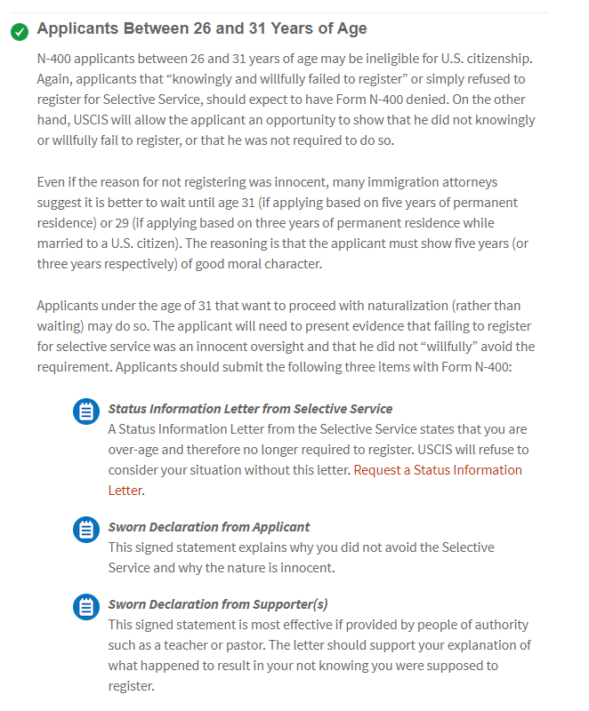 N400 - No Selective Service + No Address Change - US Citizenship 