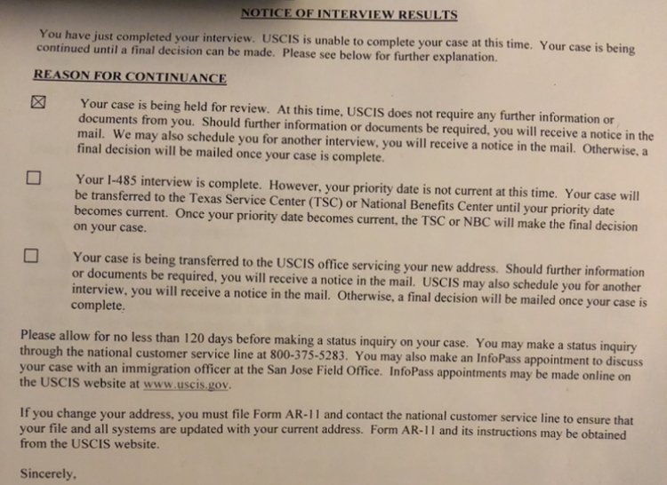 i485 AOS interview and no decision r/USCIS