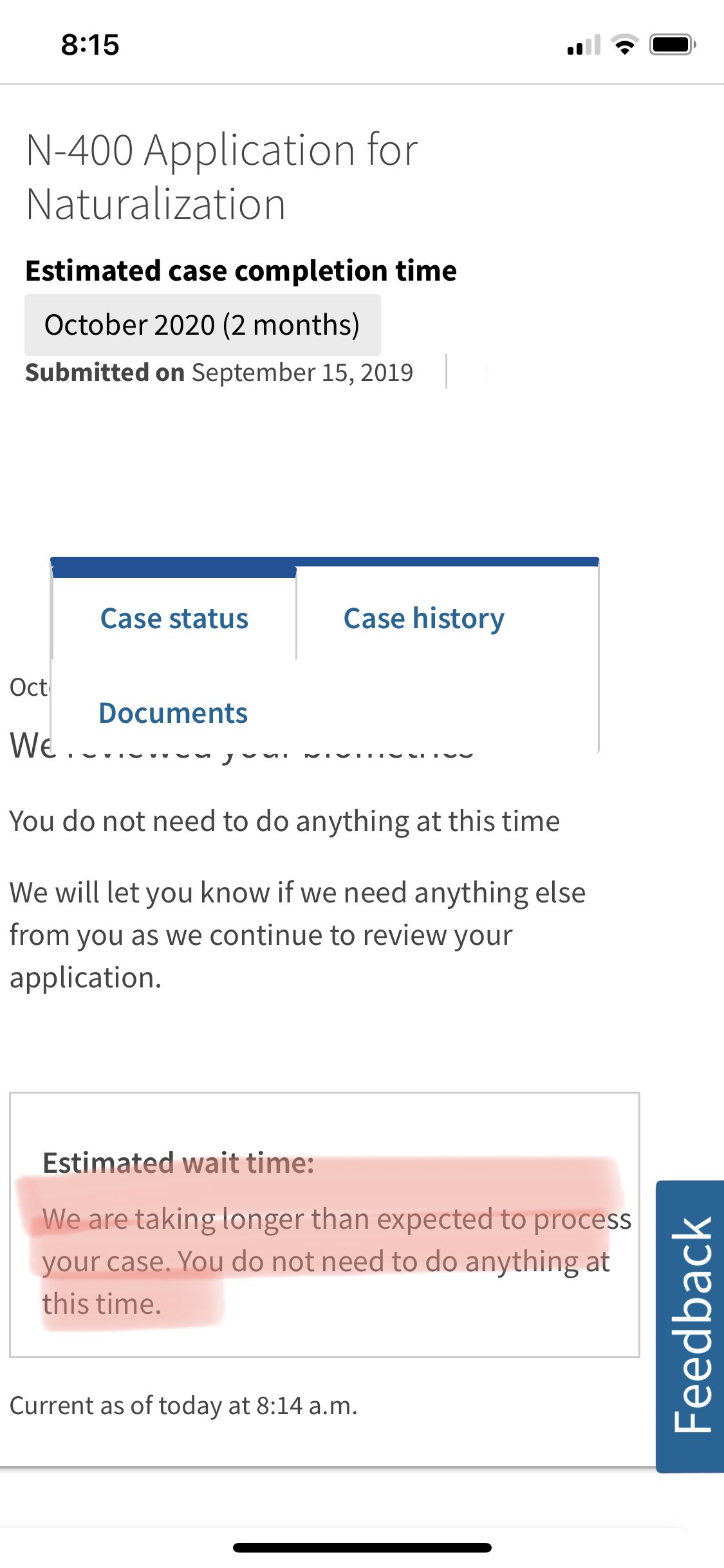 N400 September 2019 Filers US Citizenship Case Filing and Progress