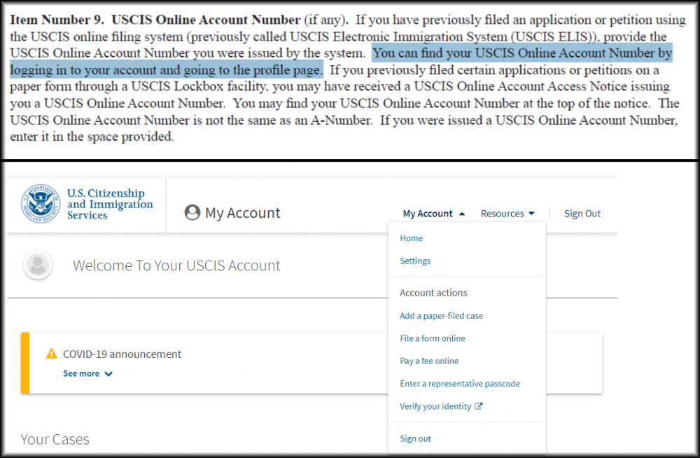 USCIS Online Account Number for I-485? - Adjustment of Status (Green