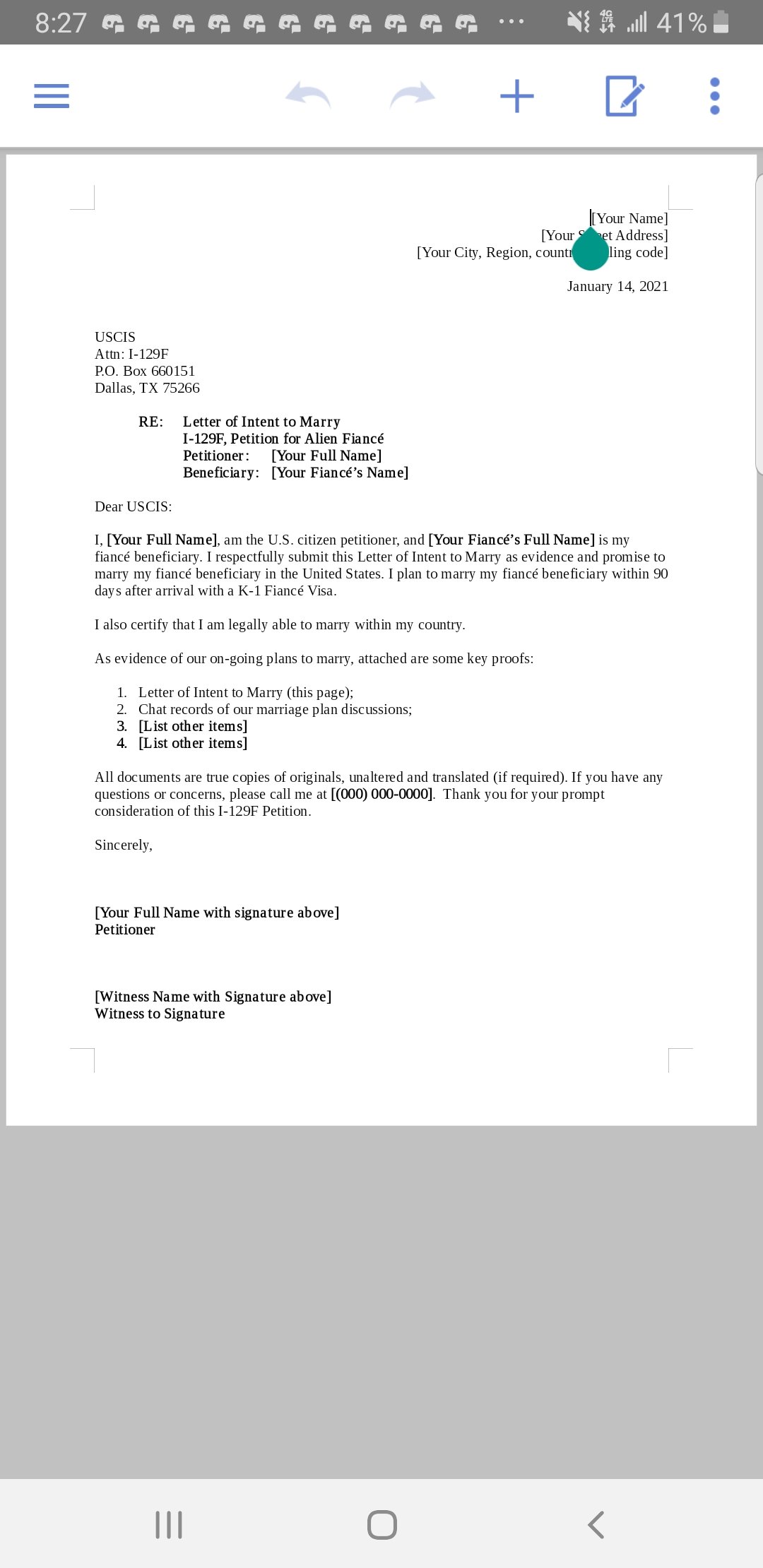Intent To Marry K 1 Fiance e Visa Process Procedures VisaJourney letter-of-intent-to-marry-template