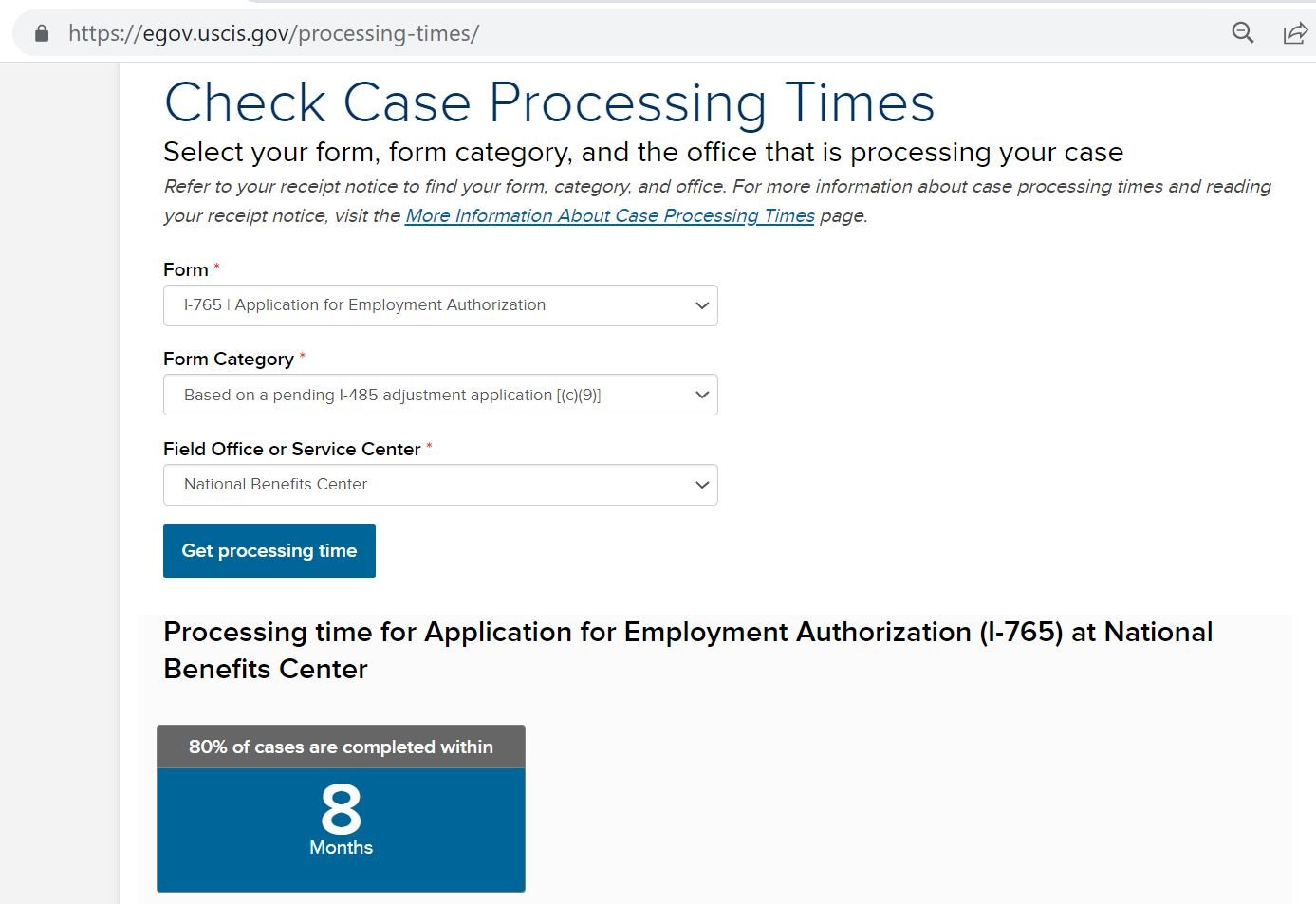 EAD I765 processing time data analysis Working & Traveling During US